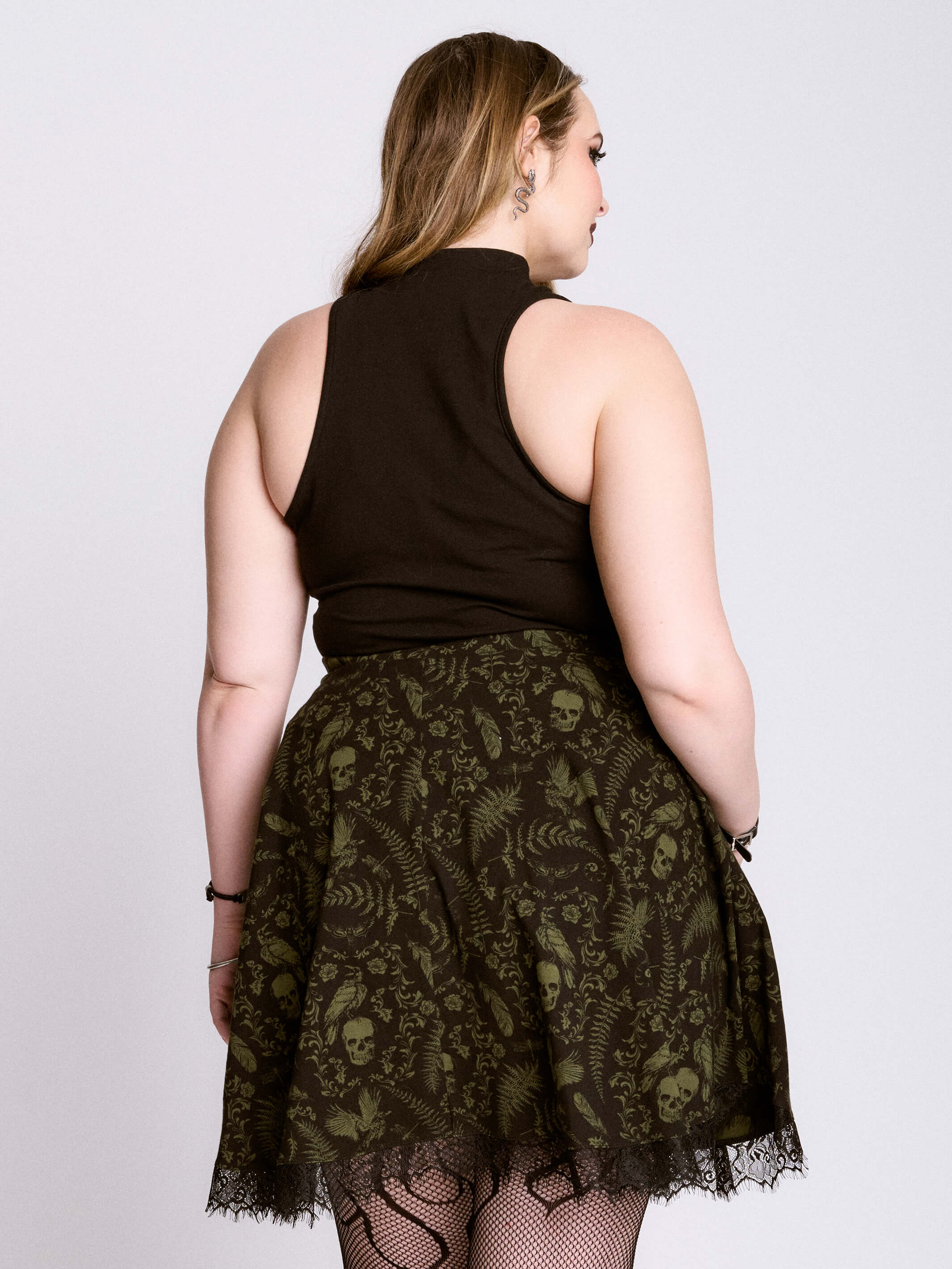 BAT EMBROIDERED MOCK NECK TANK