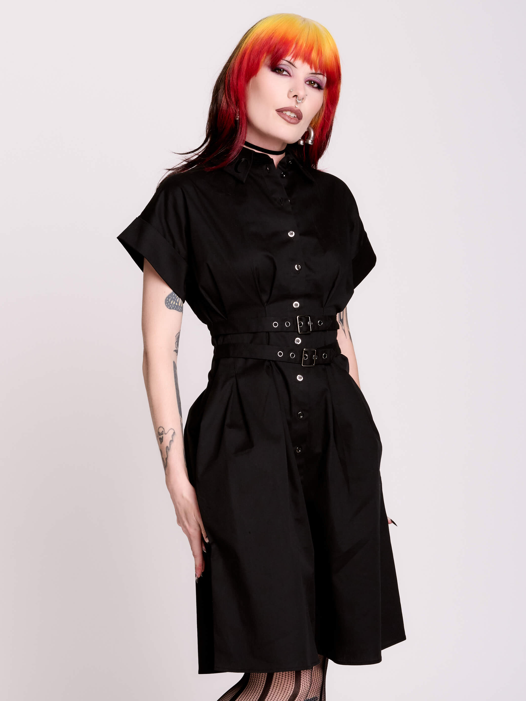 BUCKLE MIDI DRESS