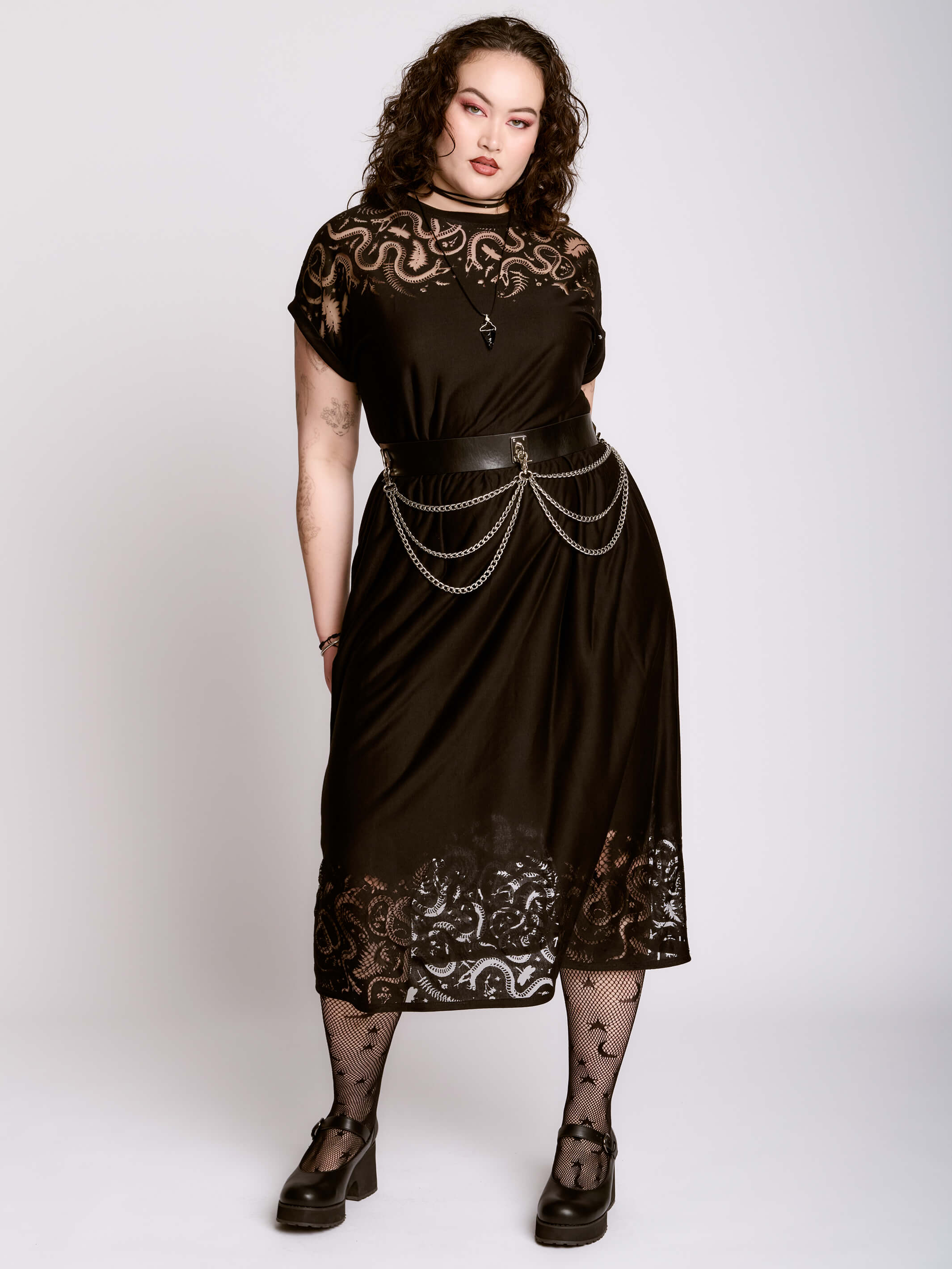 BURNOUT SNAKE BABYDOLL DRESS