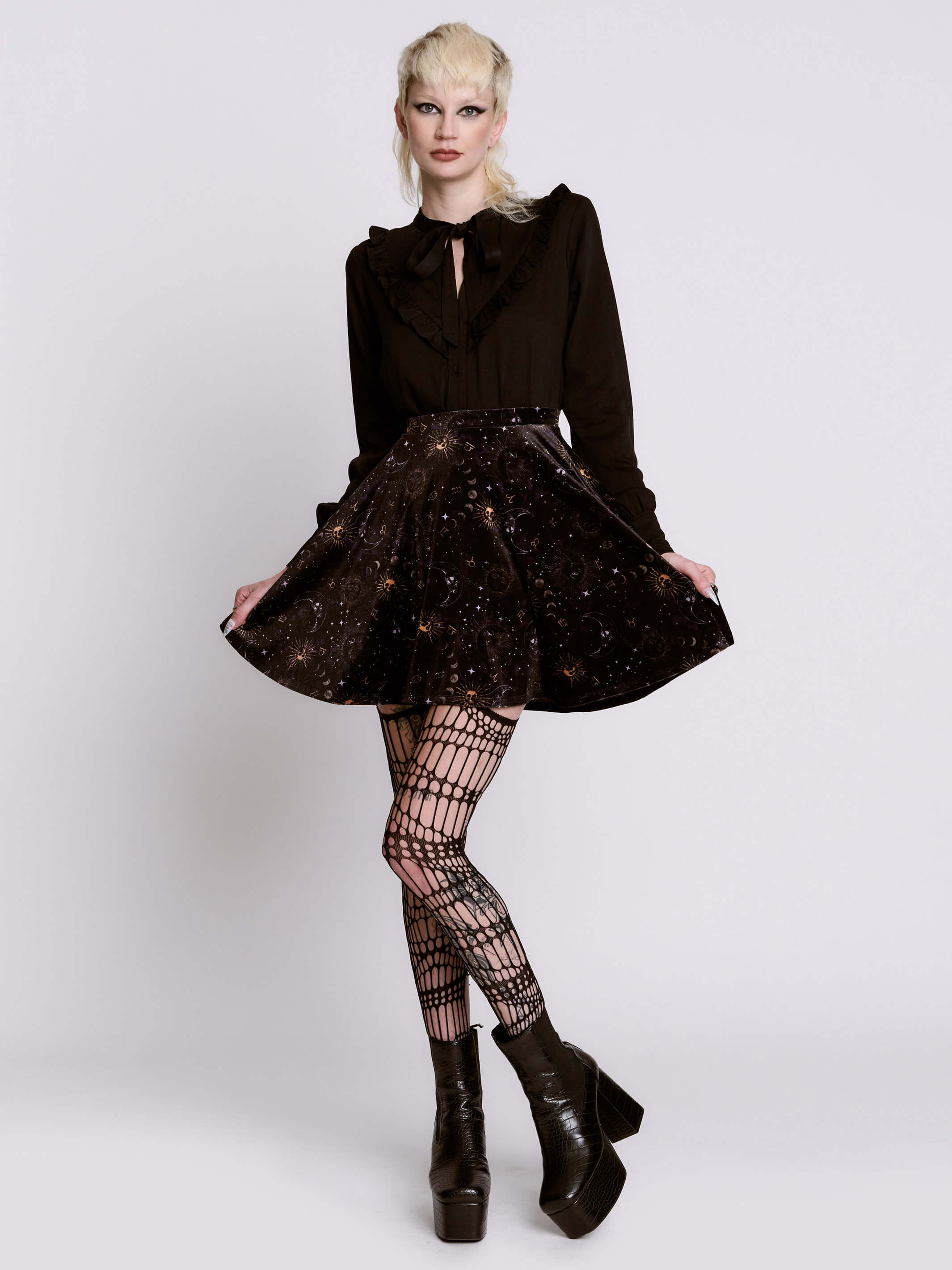 CELESTIAL VELVET SKATER SKIRT