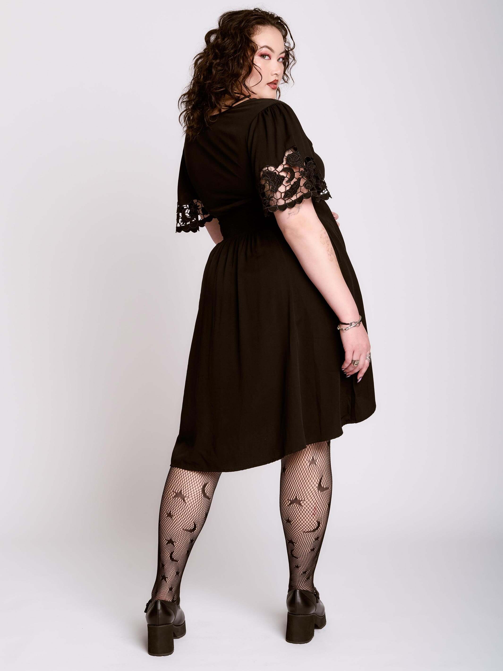 cut work embroidered ZIPPER DRESS