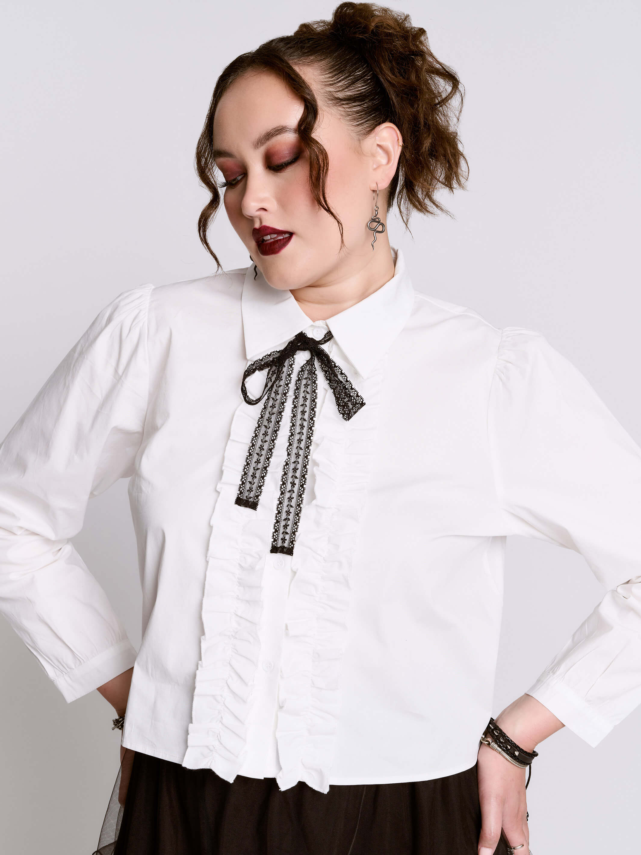ruffle cropped shirt
