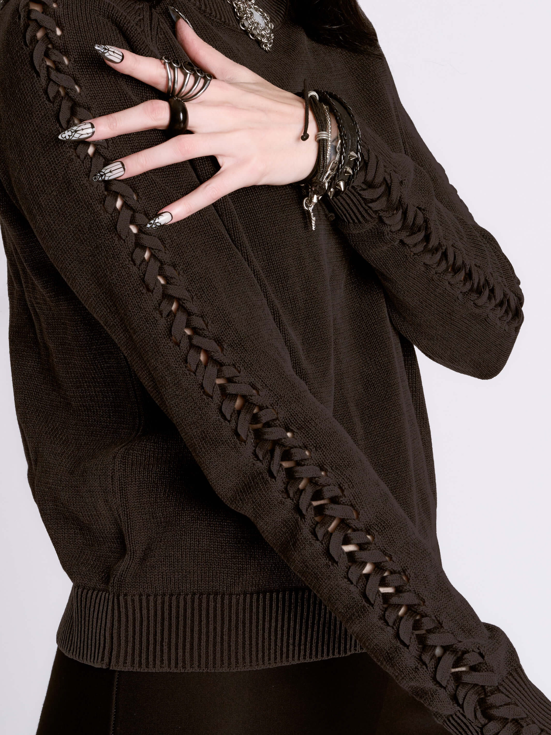 Distressed Braided Sweater