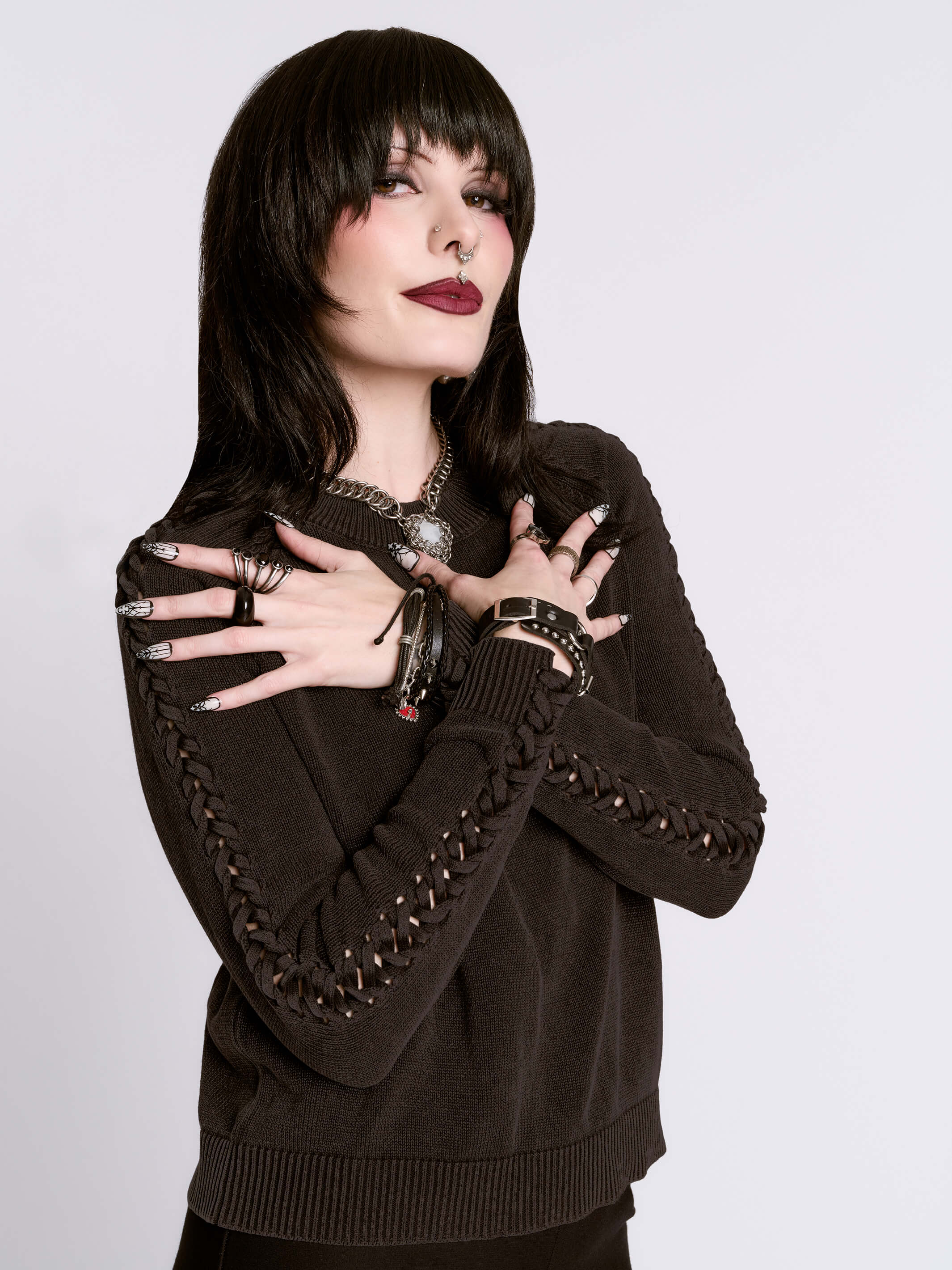 Distressed Braided Sweater