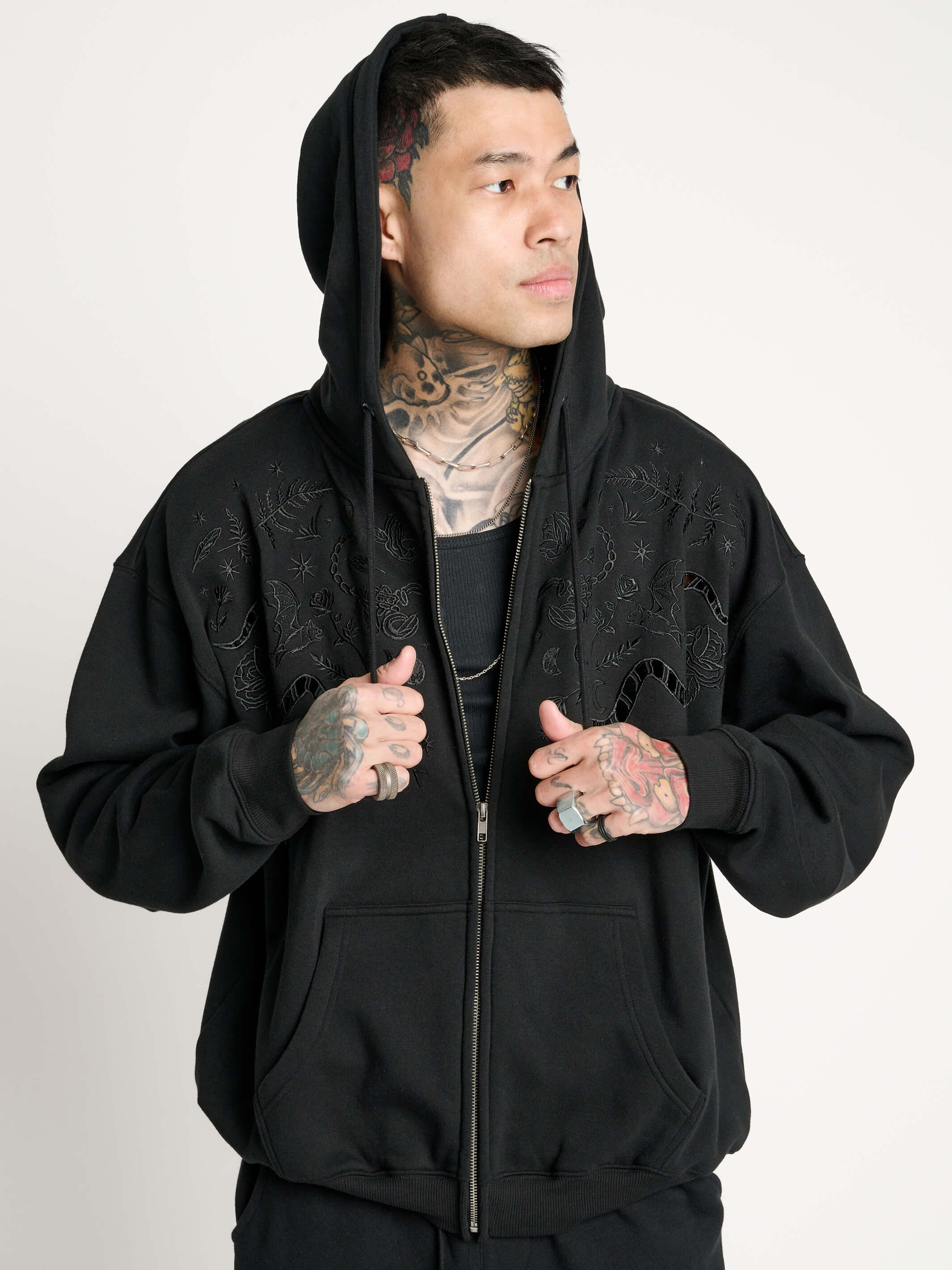 Embroidered Relics Zip Up Hoodie