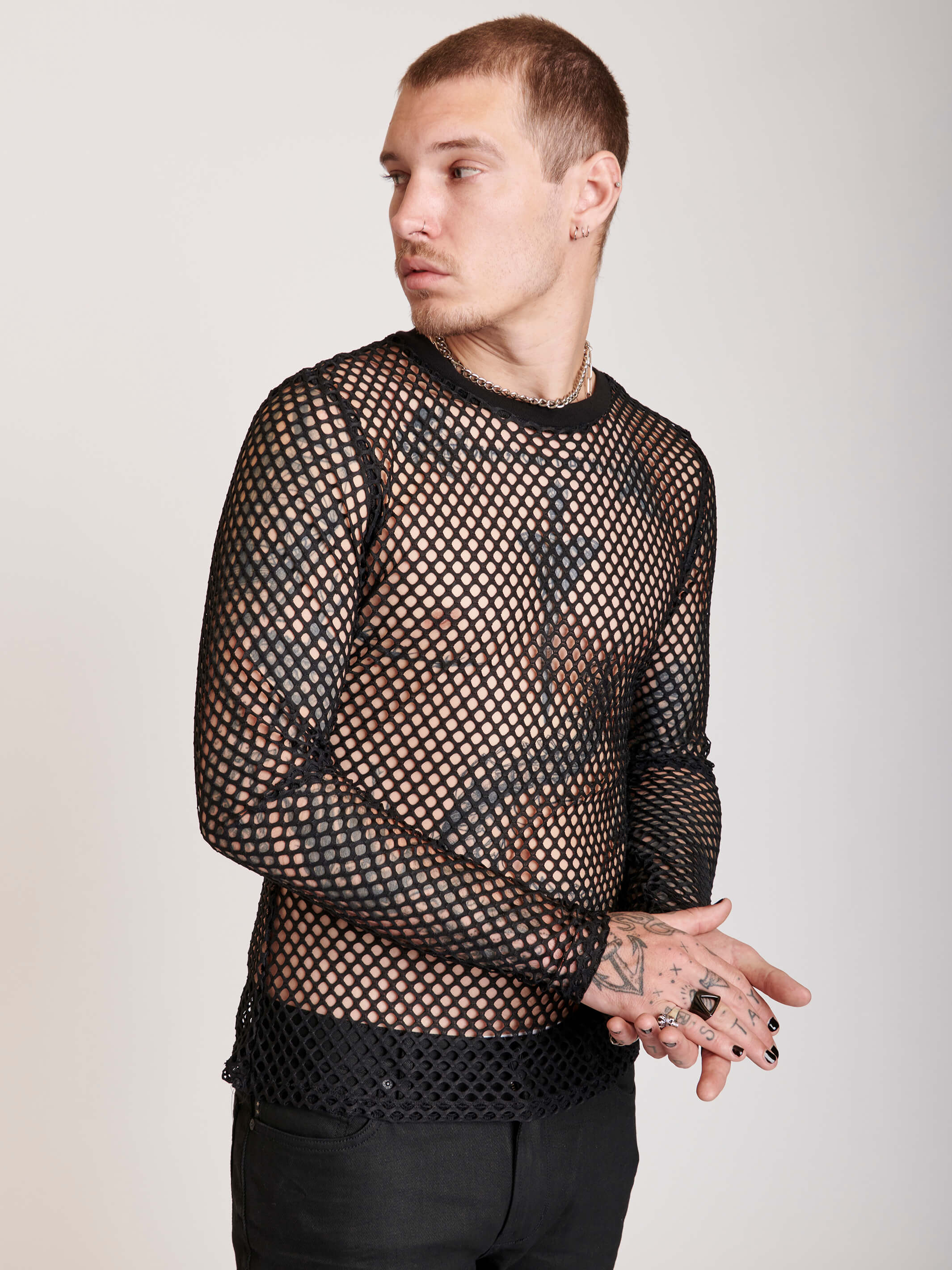 FISHNET LONG SLEEVE TOP