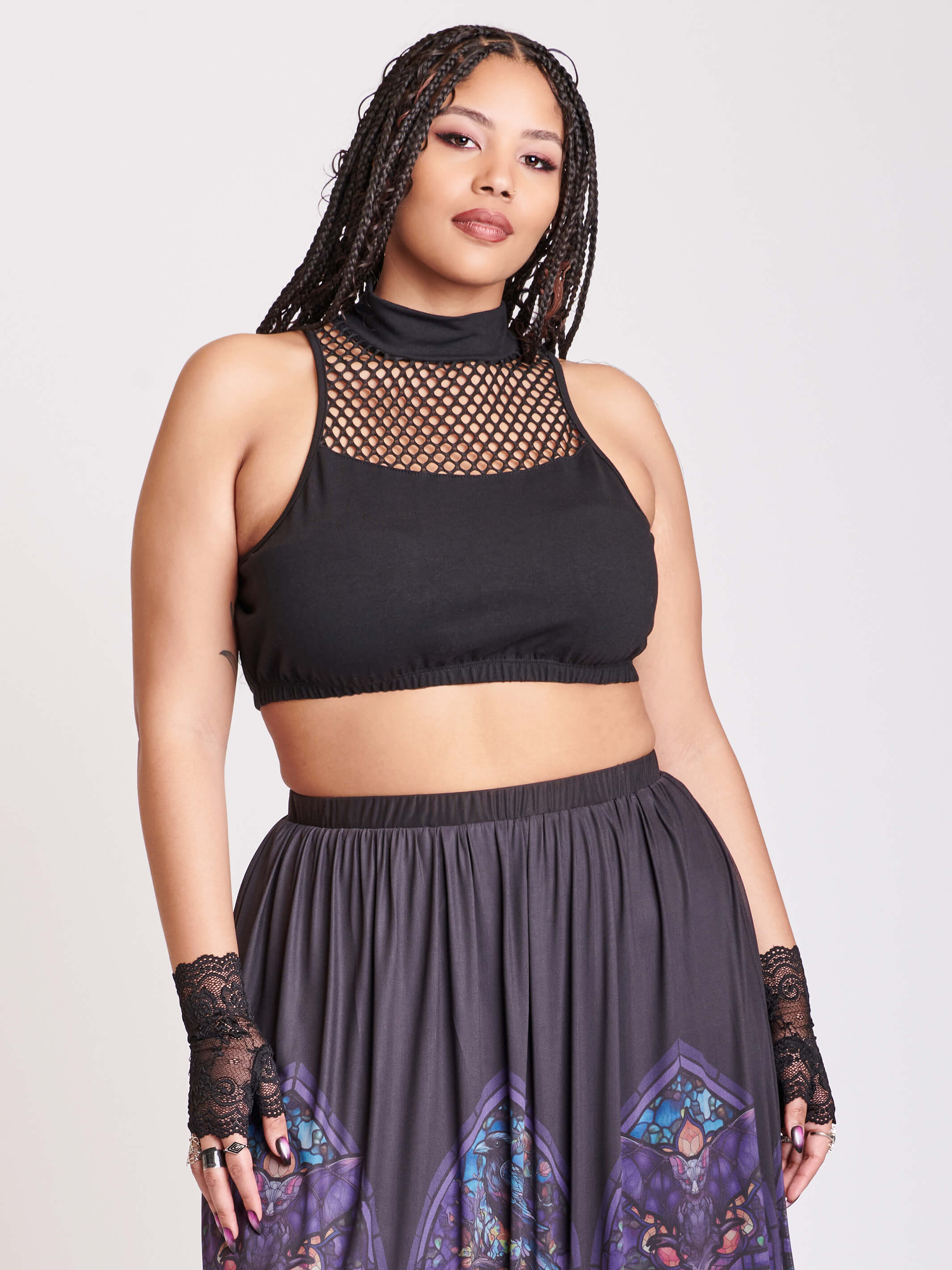 FISHNET HI NECK BRALETTE
