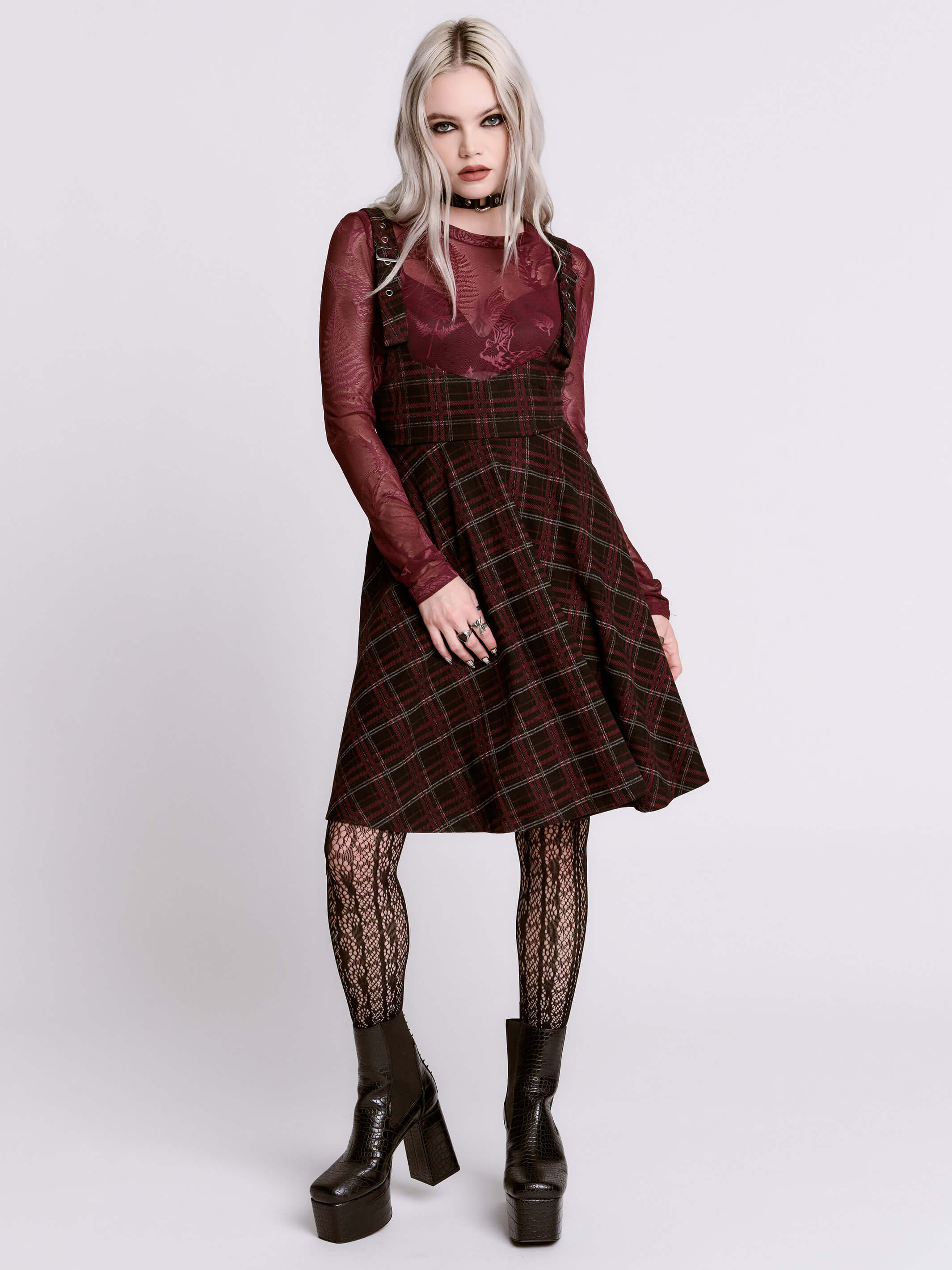 OXBLOOD PLAID JUMPER