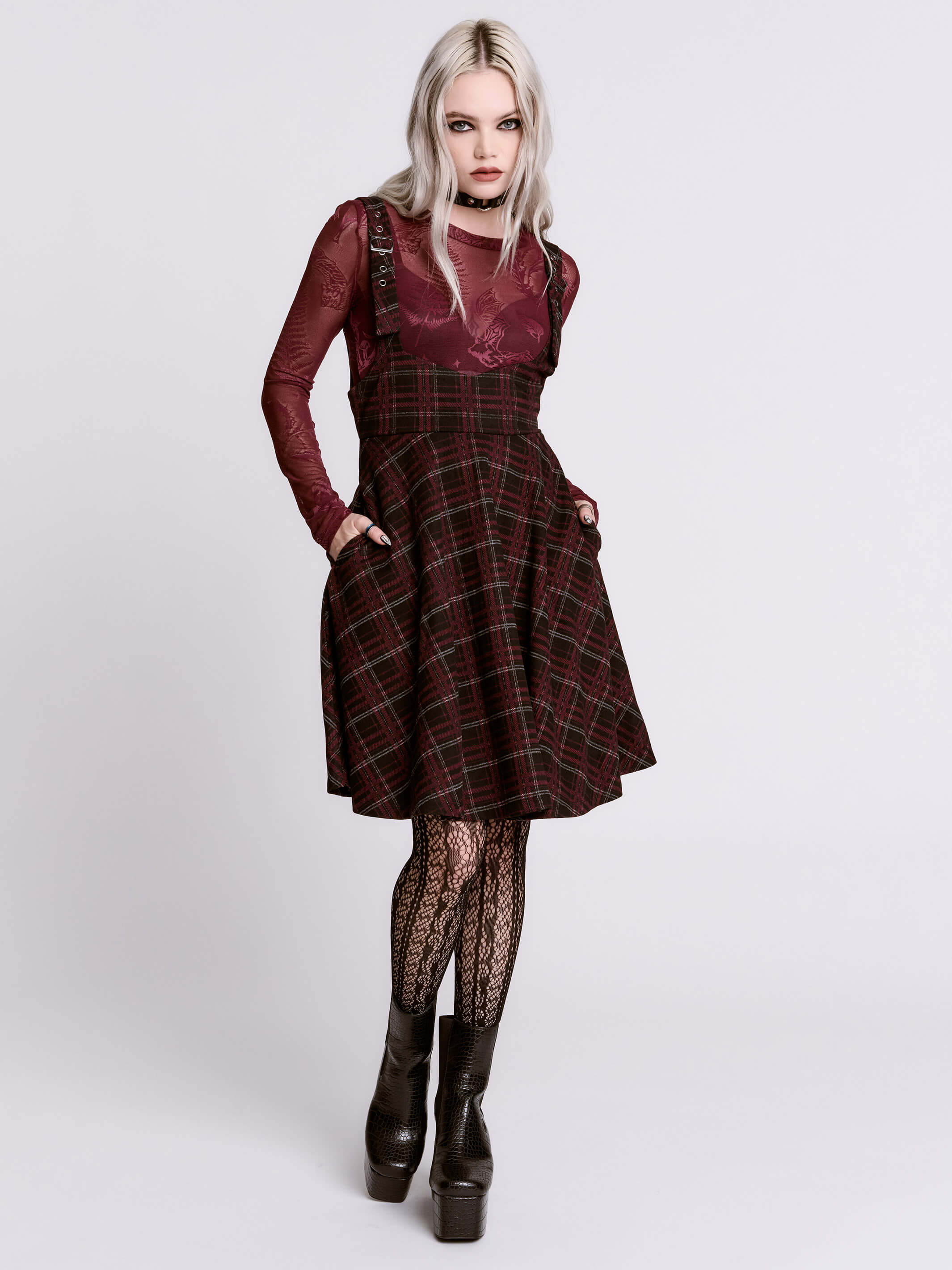 OXBLOOD PLAID JUMPER
