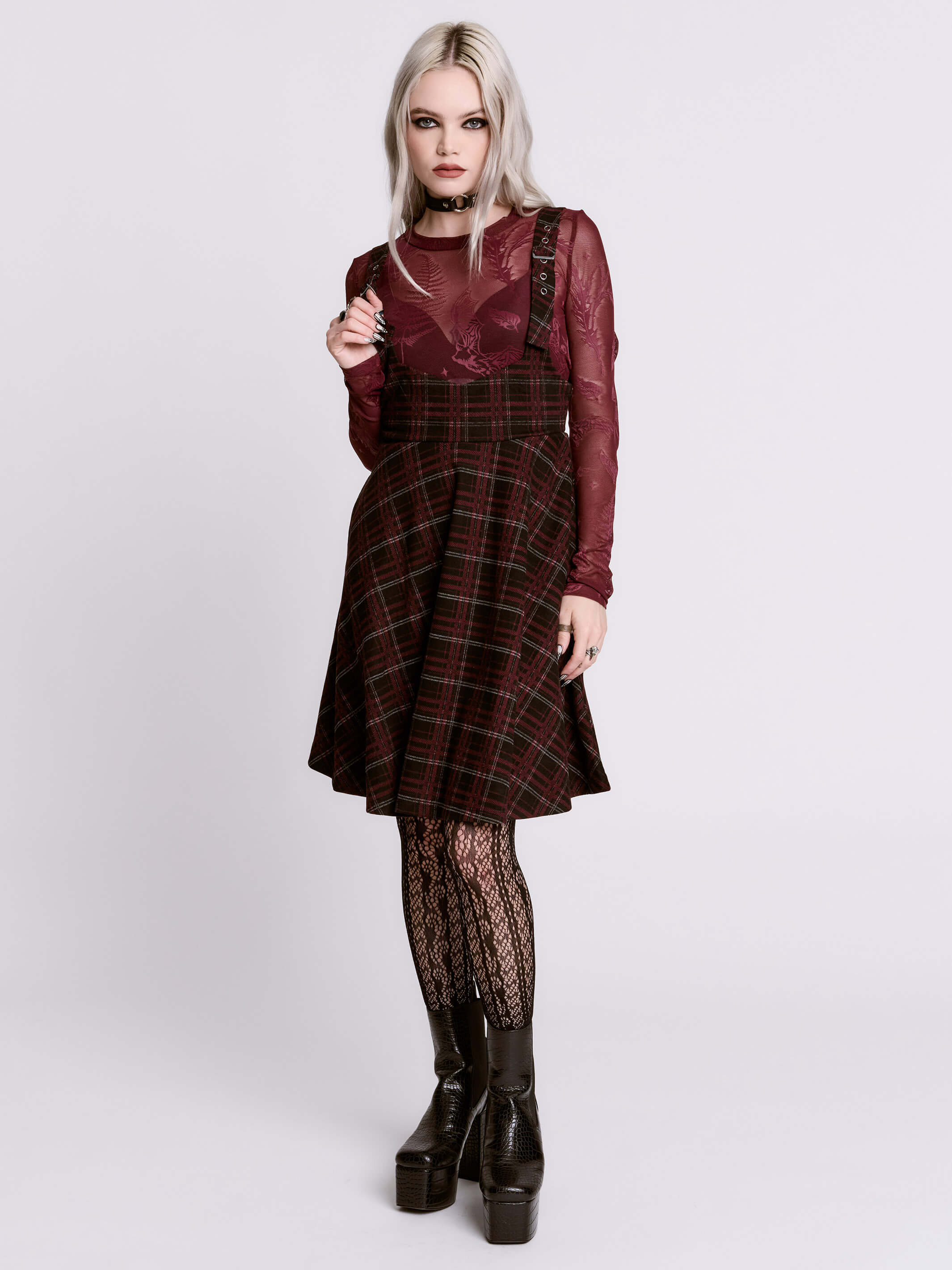 OXBLOOD PLAID JUMPER