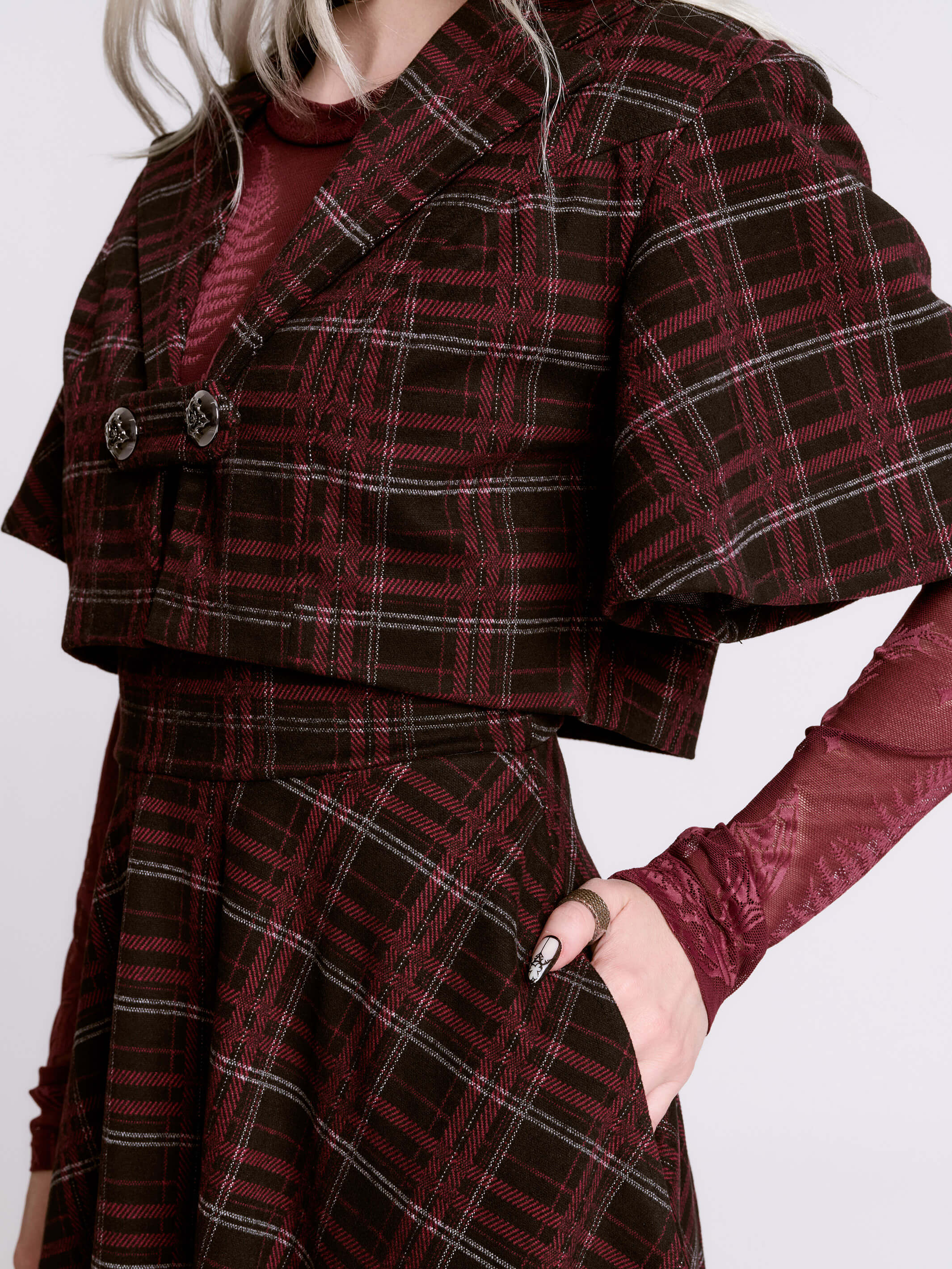 OXBLOOD PLAID JUMPER