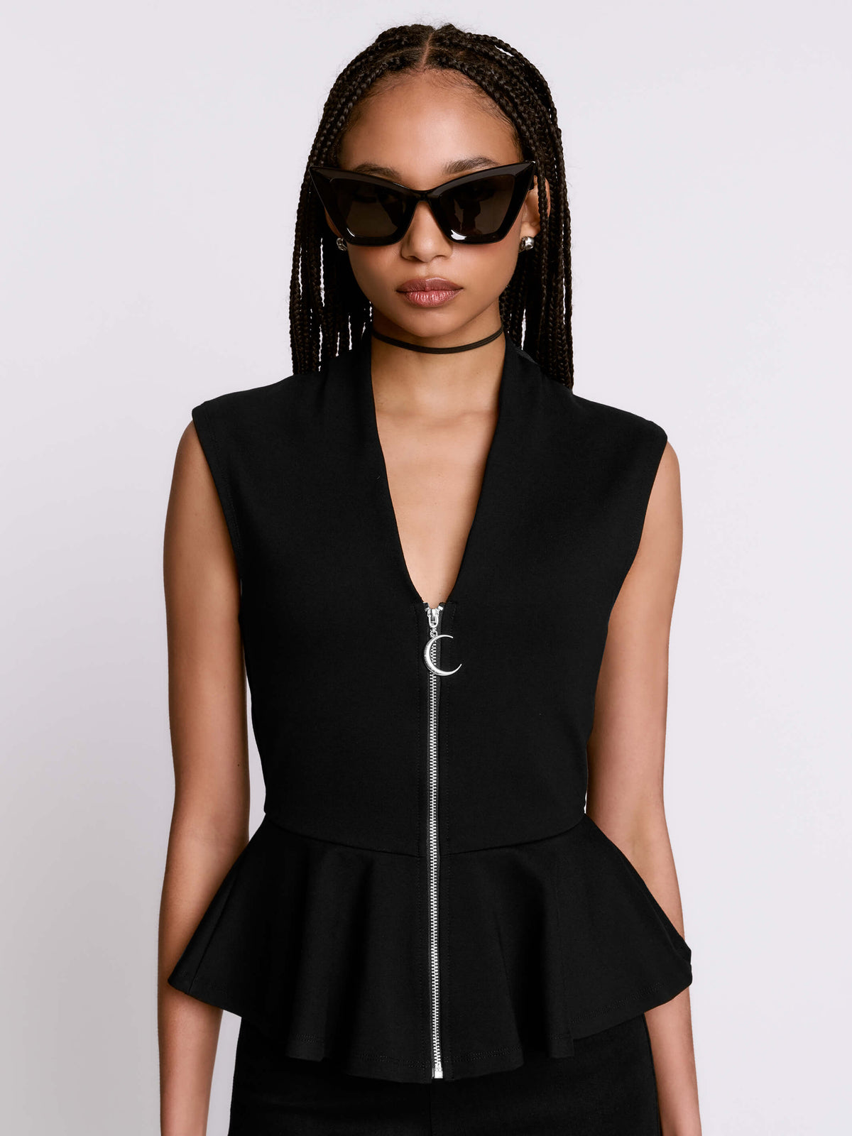 Zip Up Peplum Top