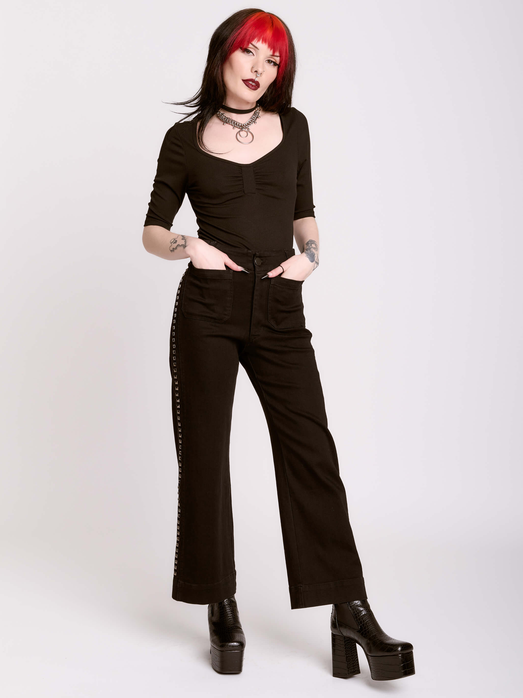 Studded Wide Leg Jeans