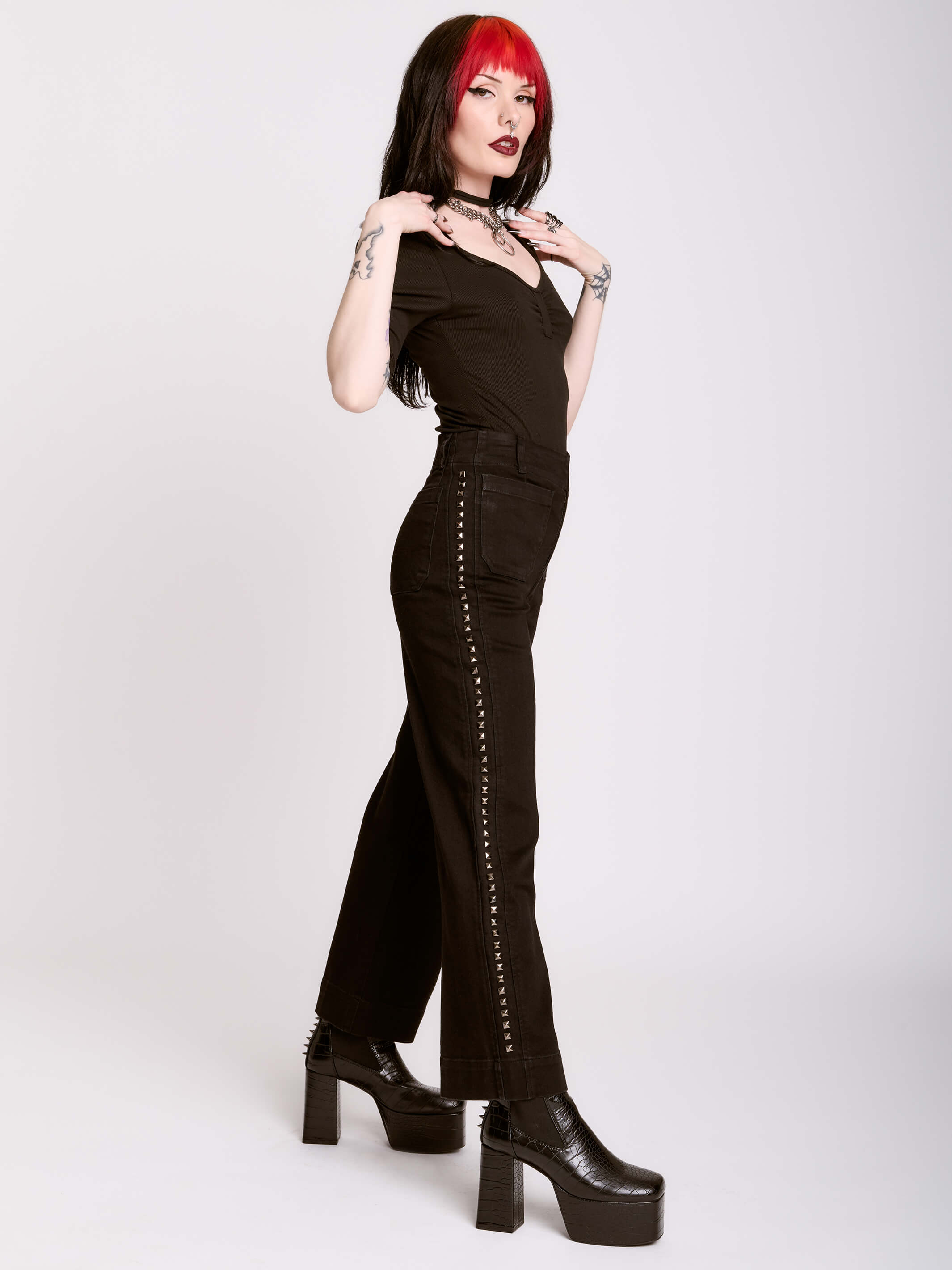 Studded Wide Leg Jeans