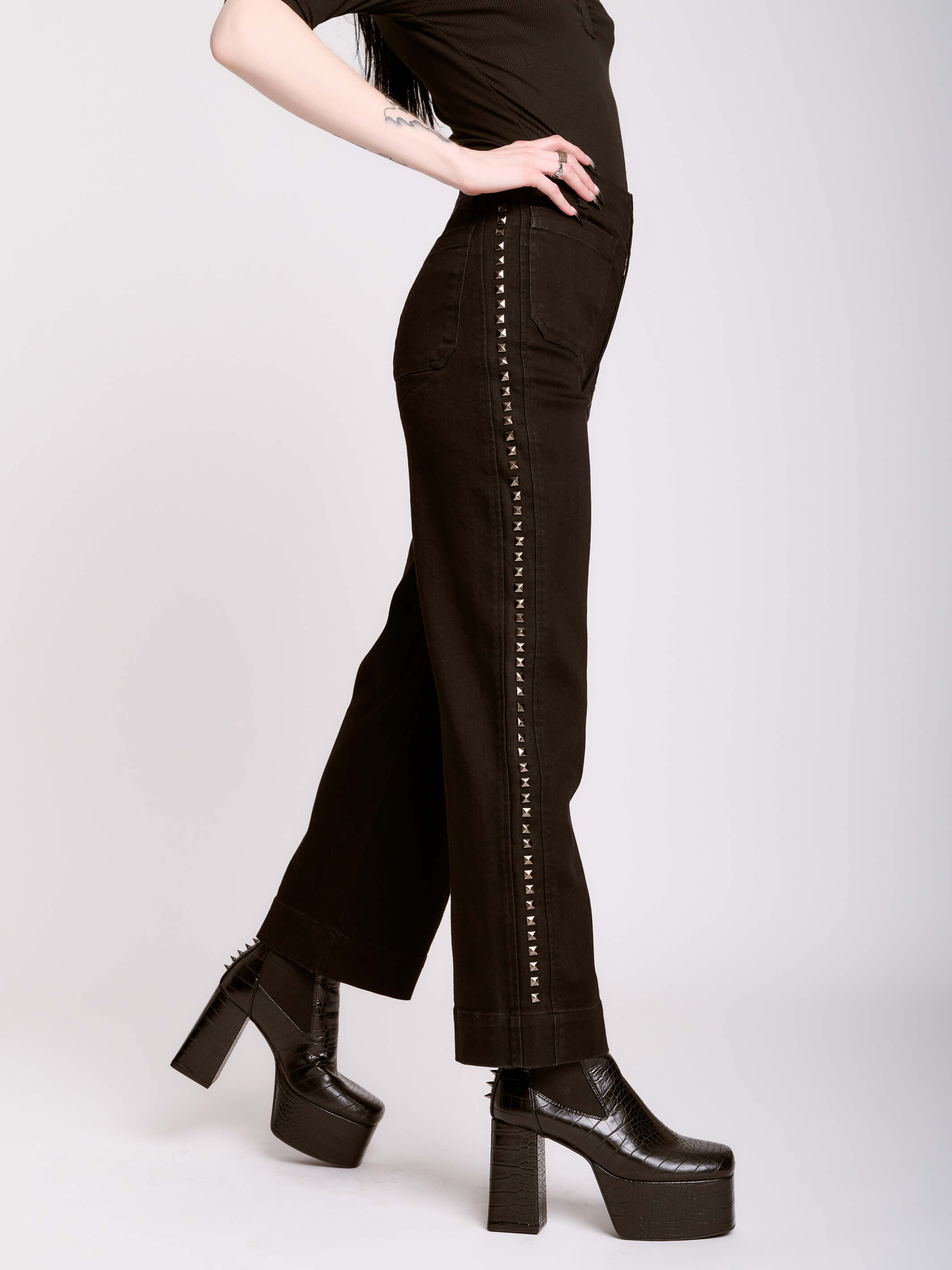 Studded Wide Leg Jeans