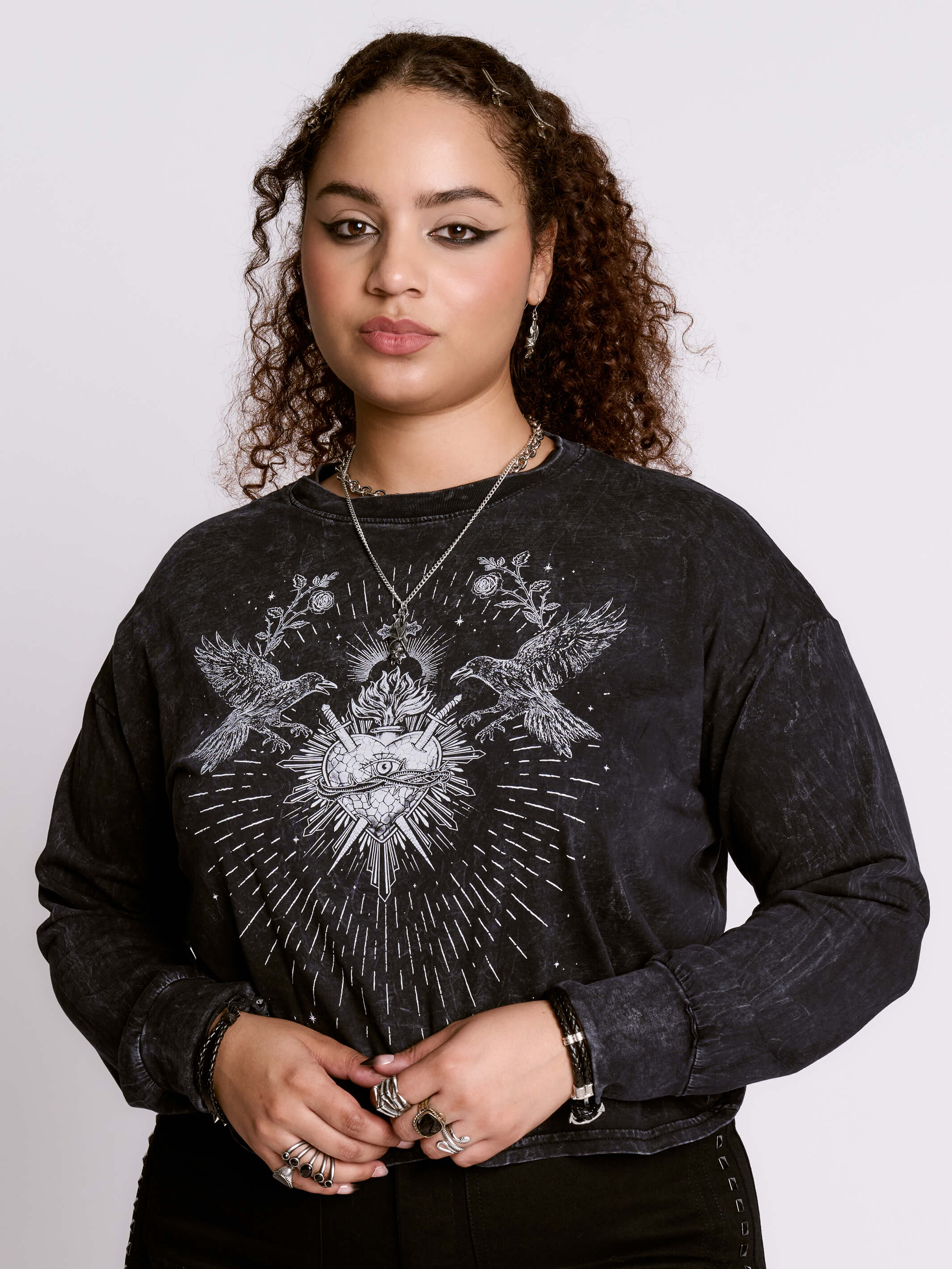 SACRED HEART CROPPED TOP MINERAL WASH