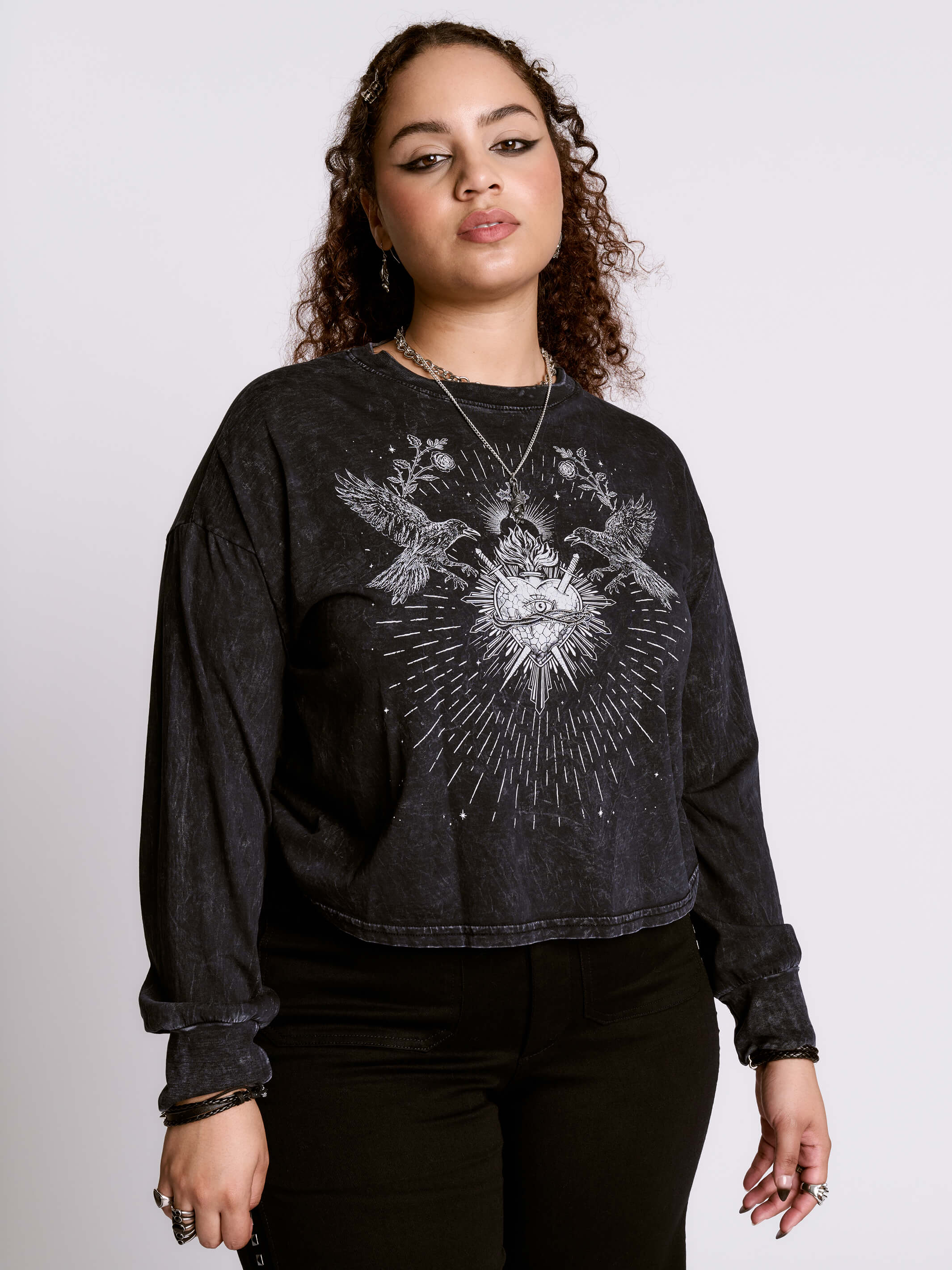 SACRED HEART CROPPED TOP MINERAL WASH