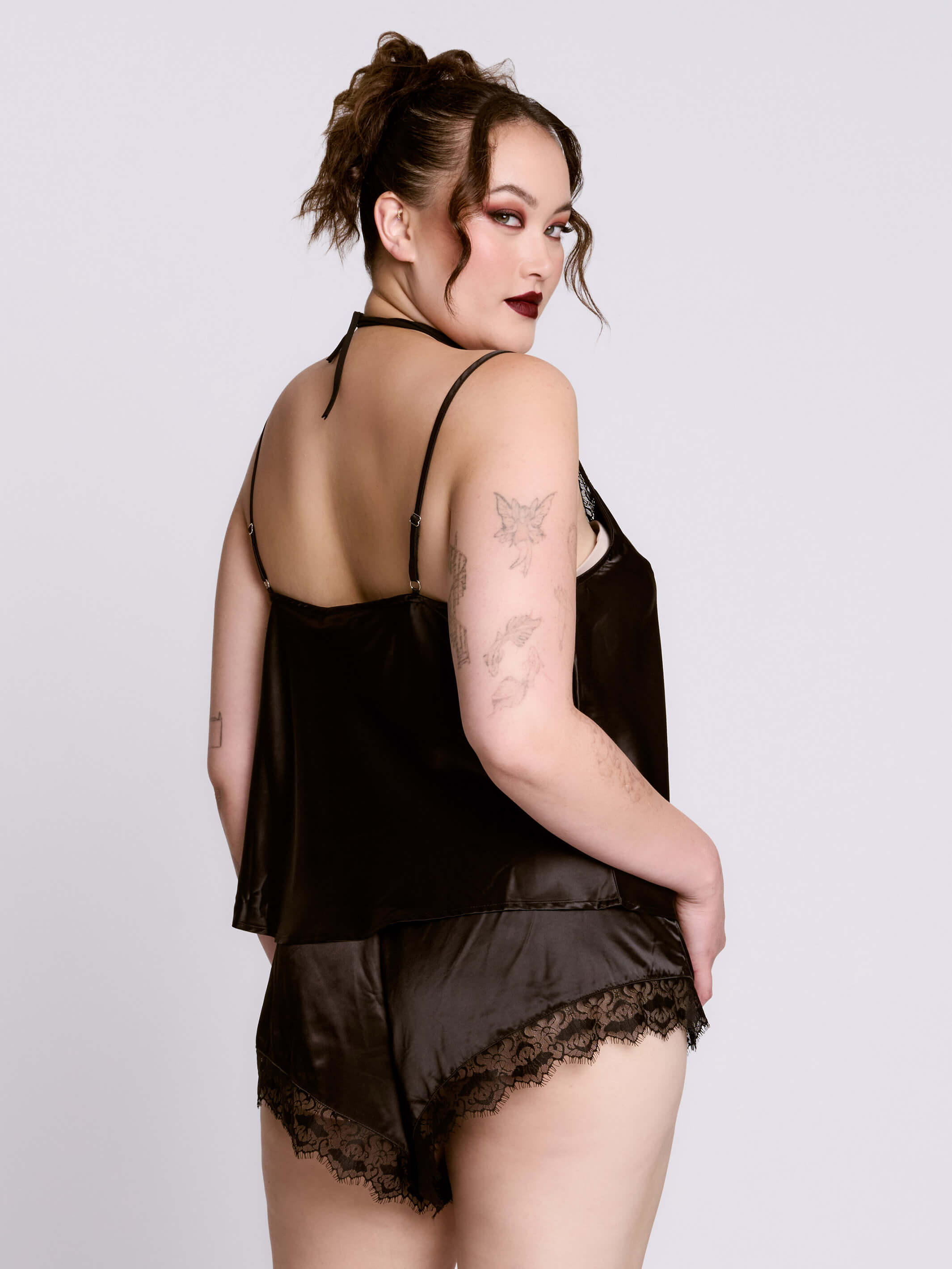 SATIN BAT LACE PJ SET