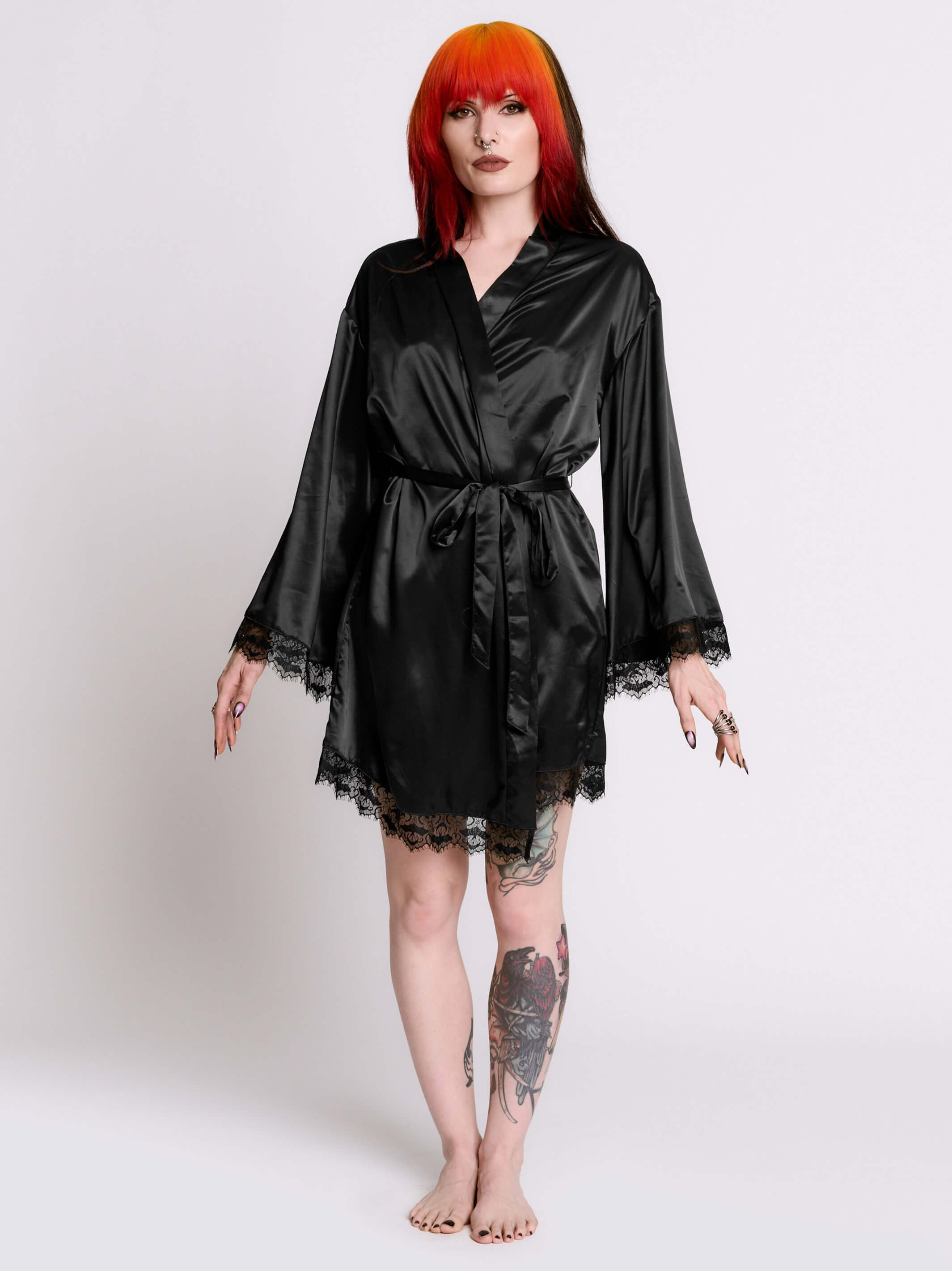 Satin Bat Lace Robe