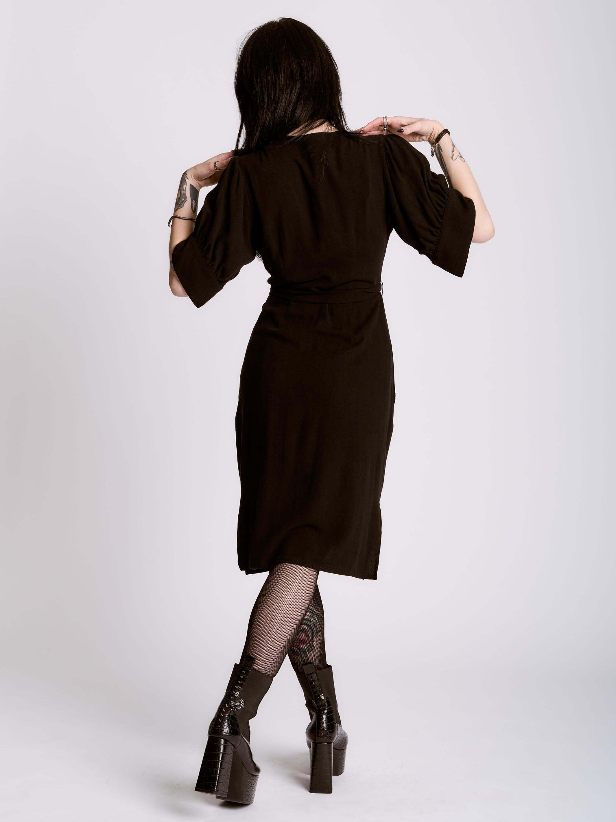 Shirred Linen Shirt Dress