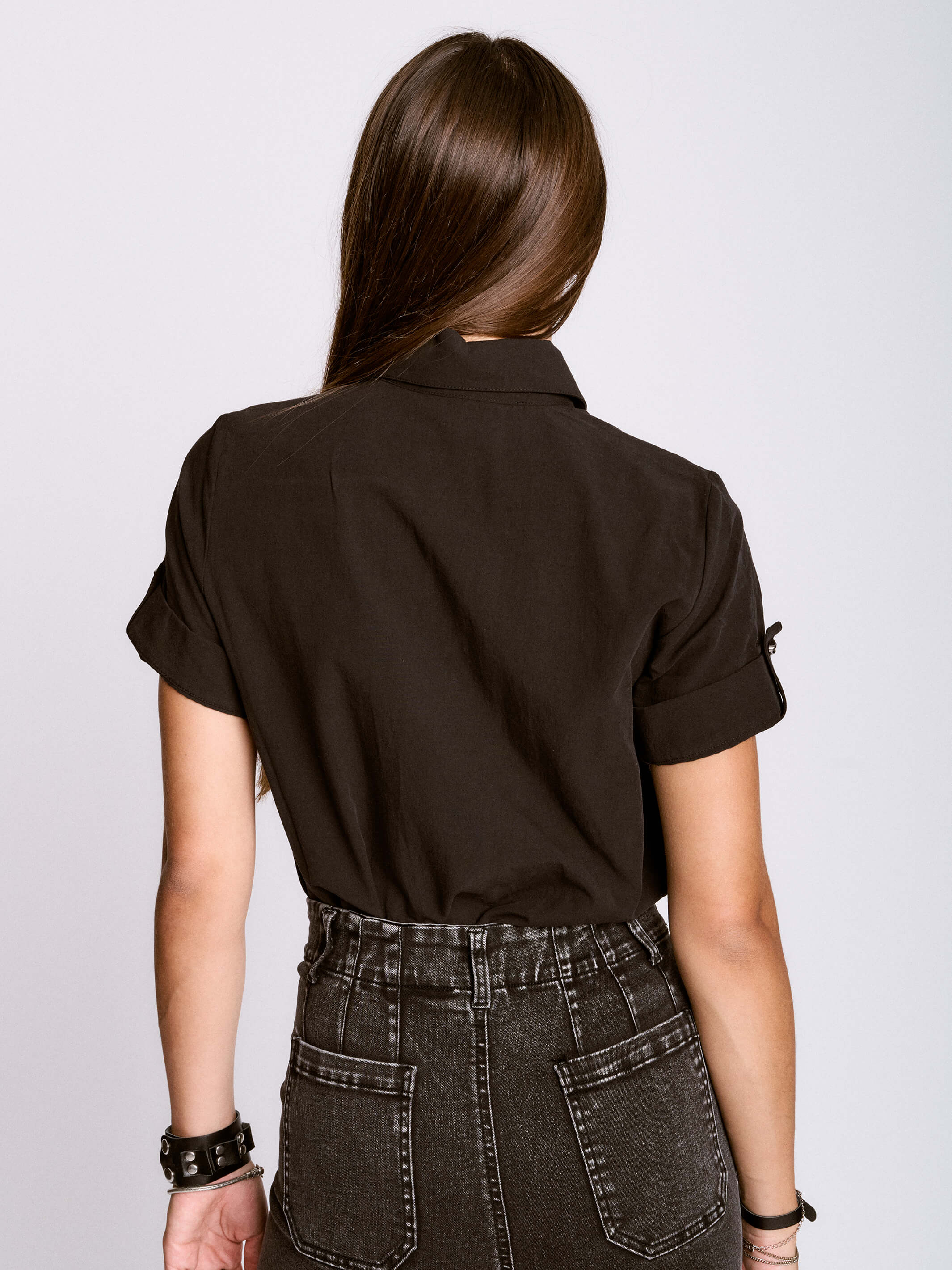 STUDDED SKULL BUTTON SHIRT