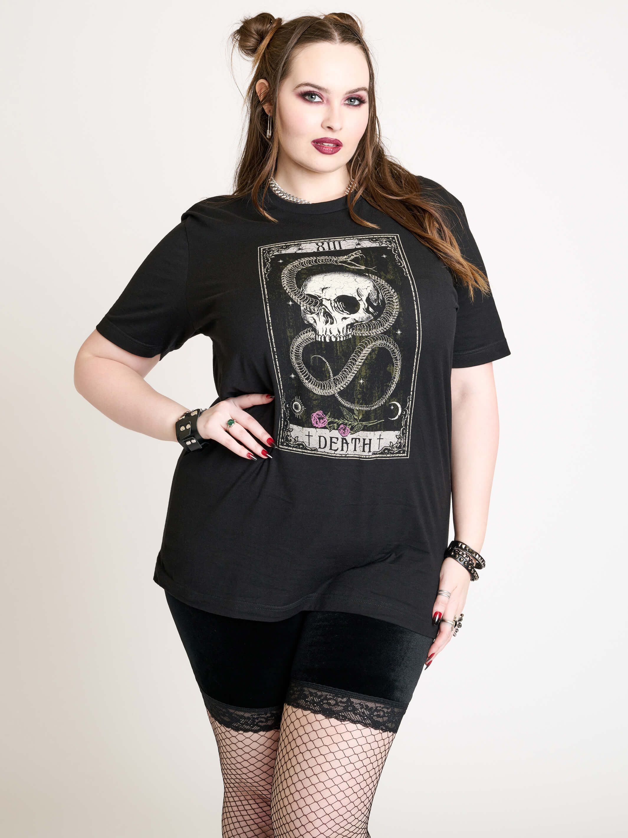 SKELETON SNAKE AND SKULL TAROT T-SHIRT