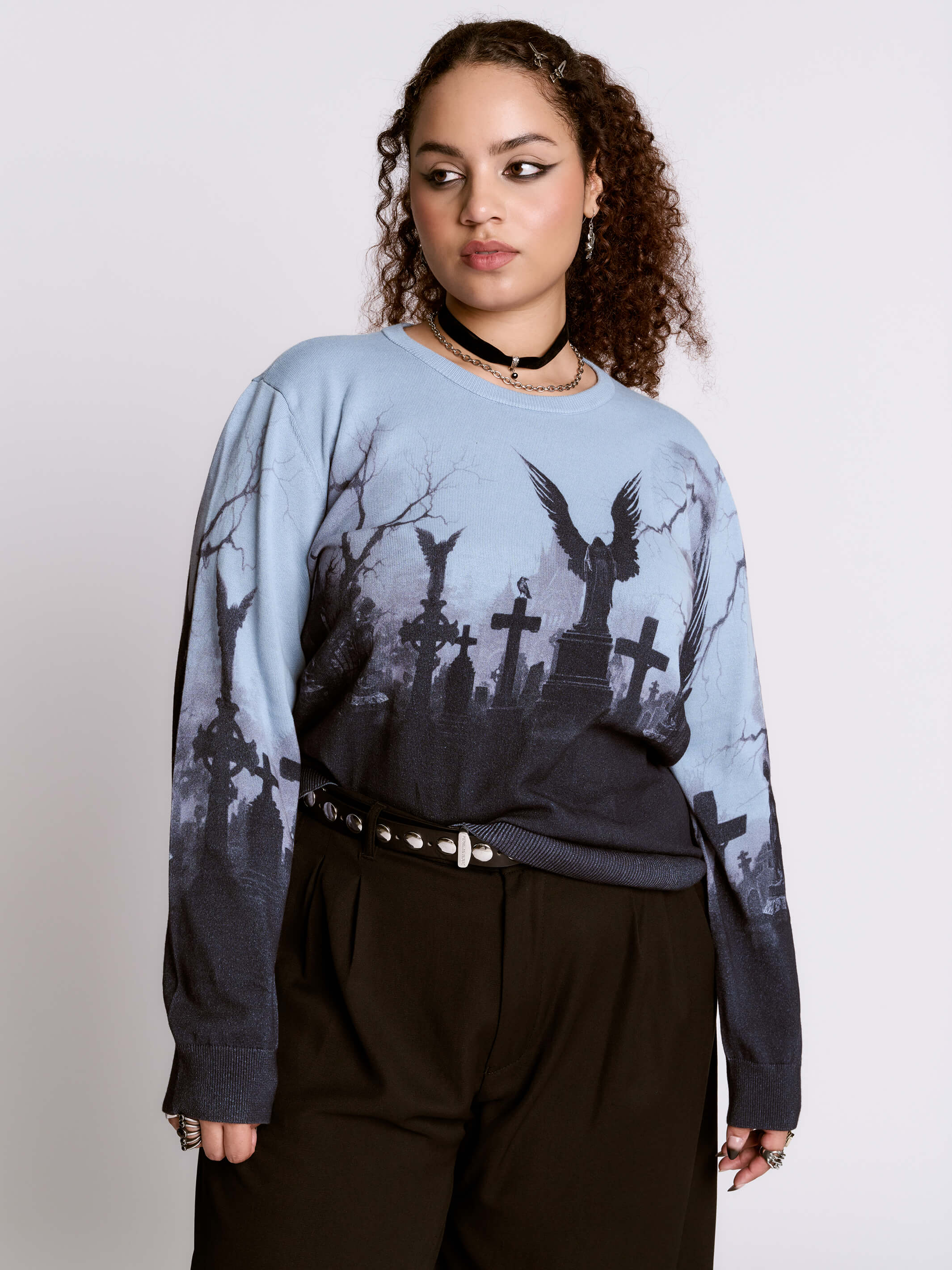 spooky cemetery sweater