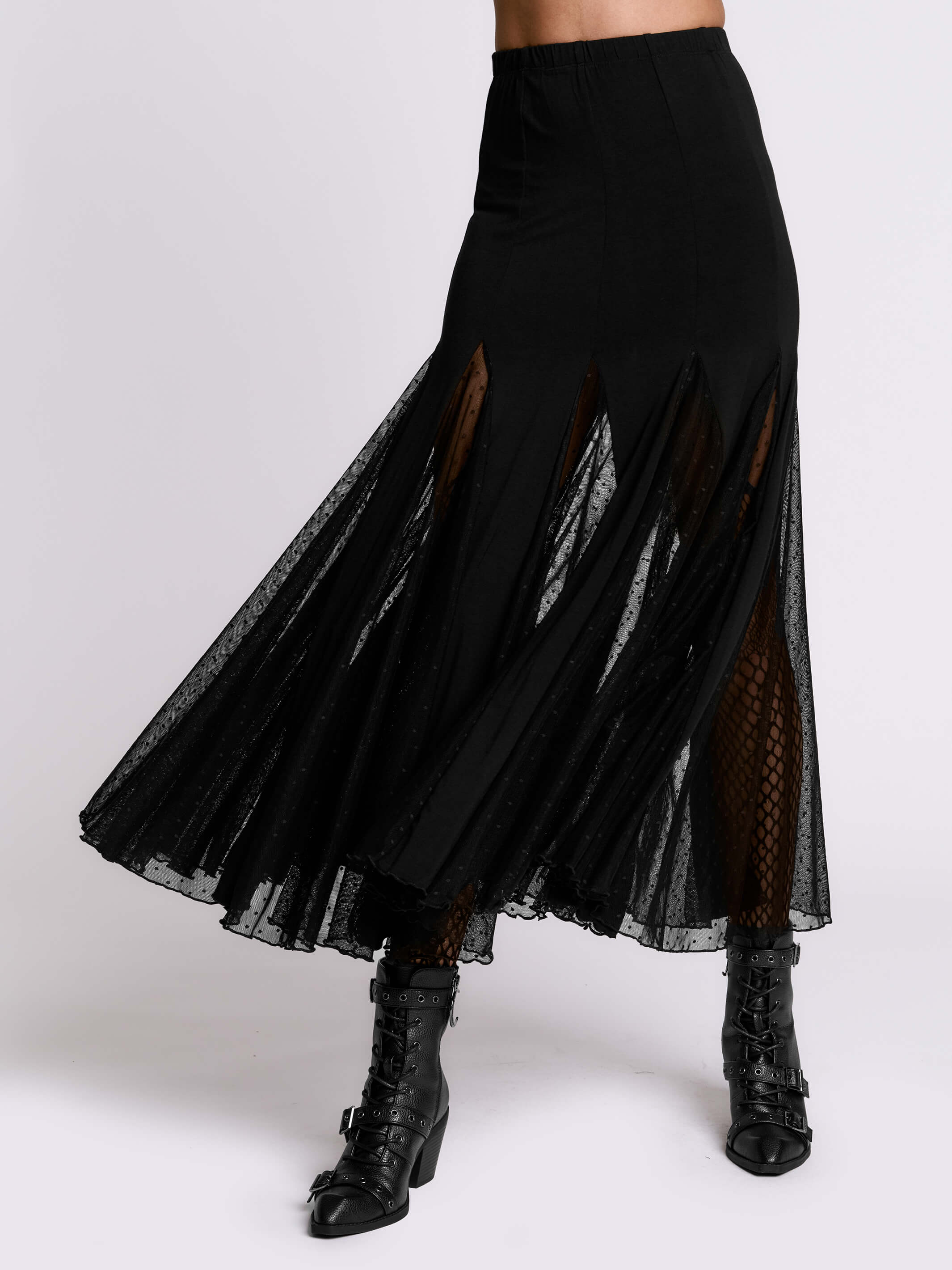 Swiss Dot Godet Skirt