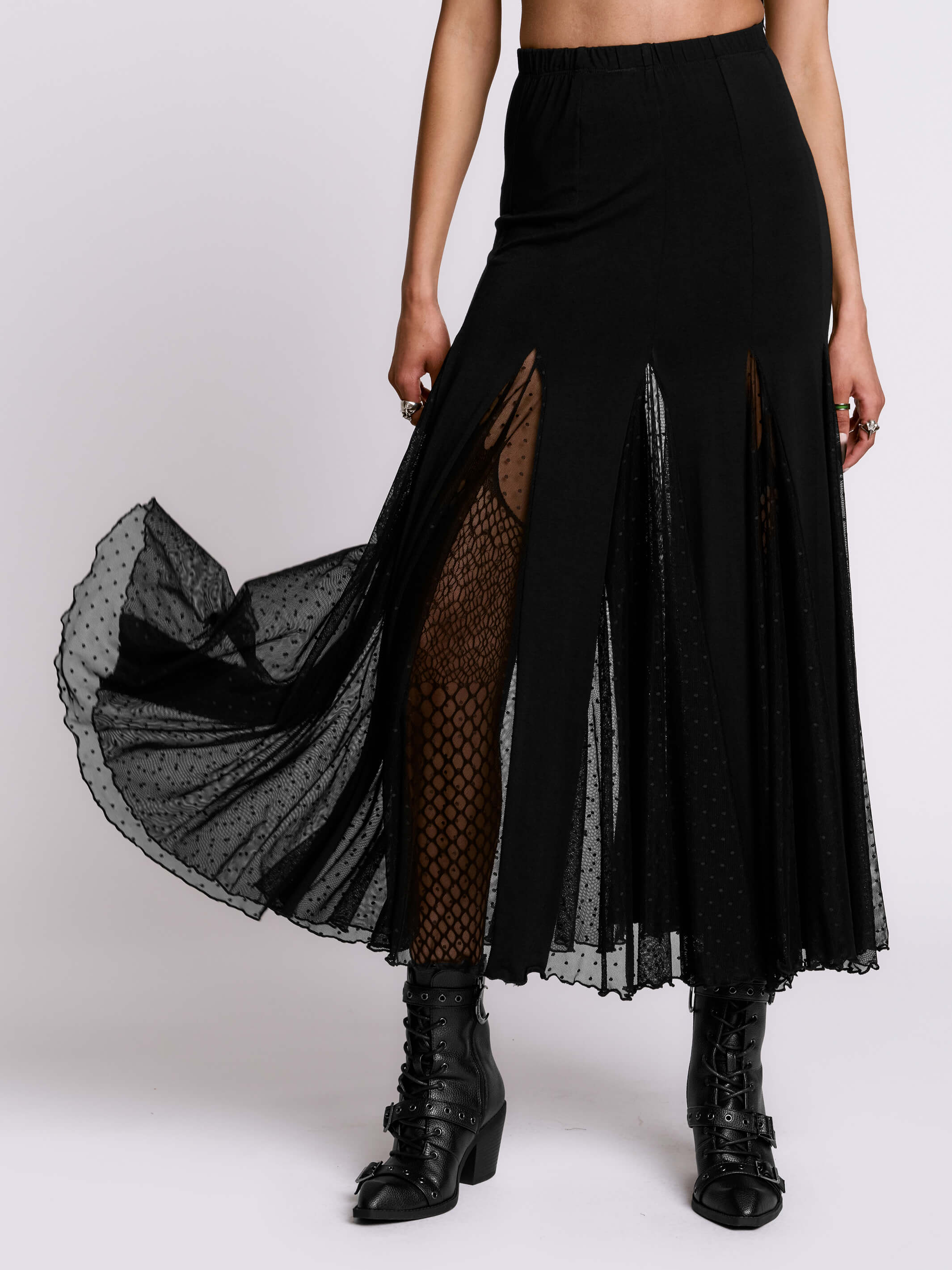 Swiss Dot Godet Skirt