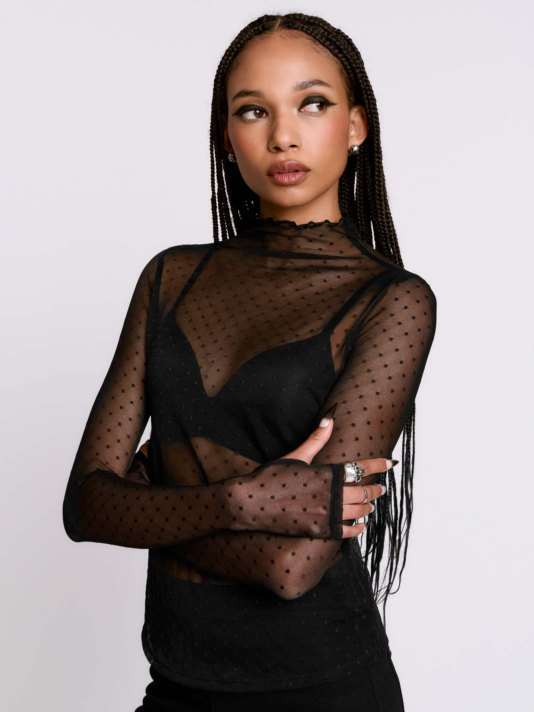 Swiss Dot Mesh Top