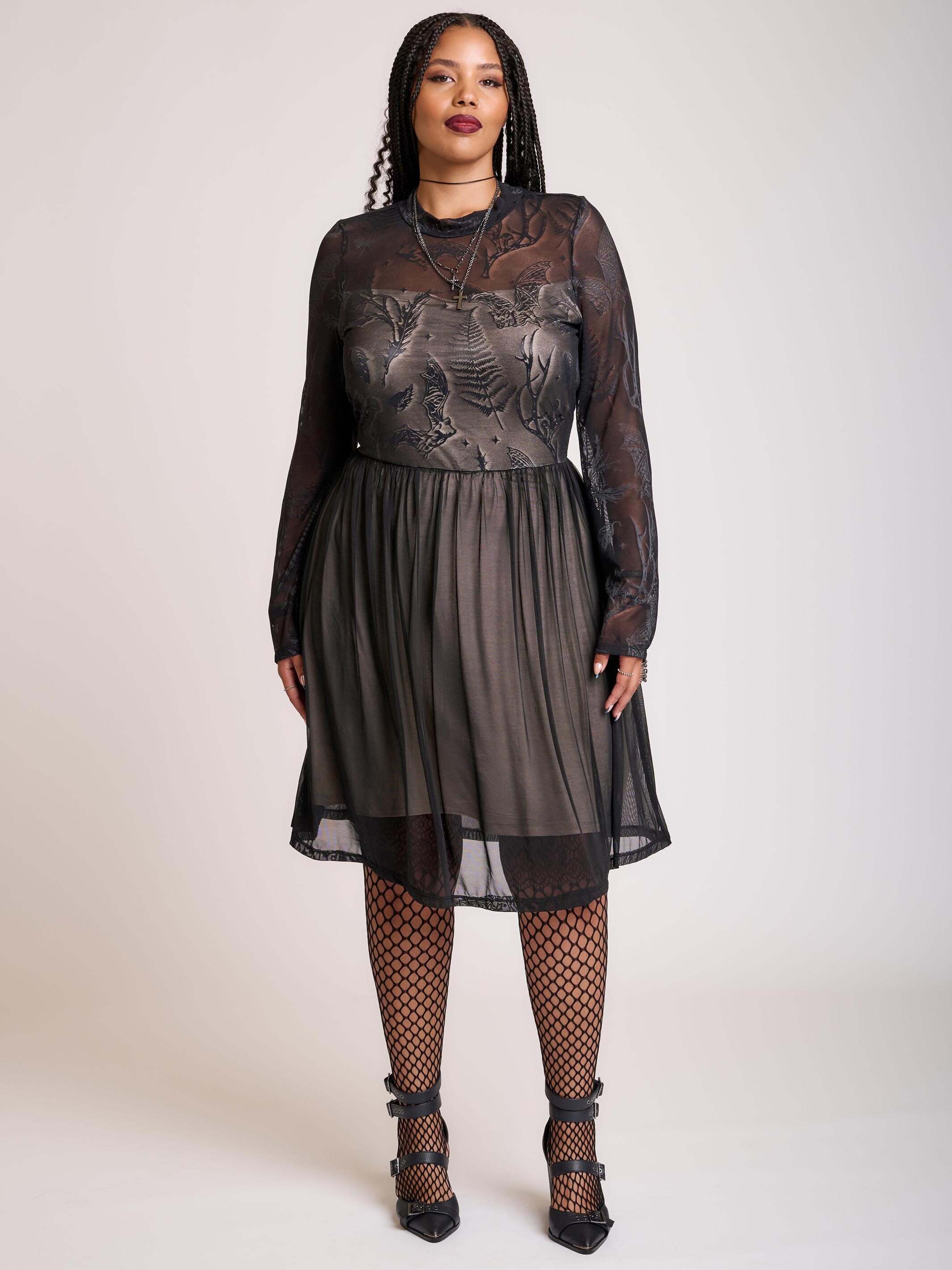 Bat mesh lace dress