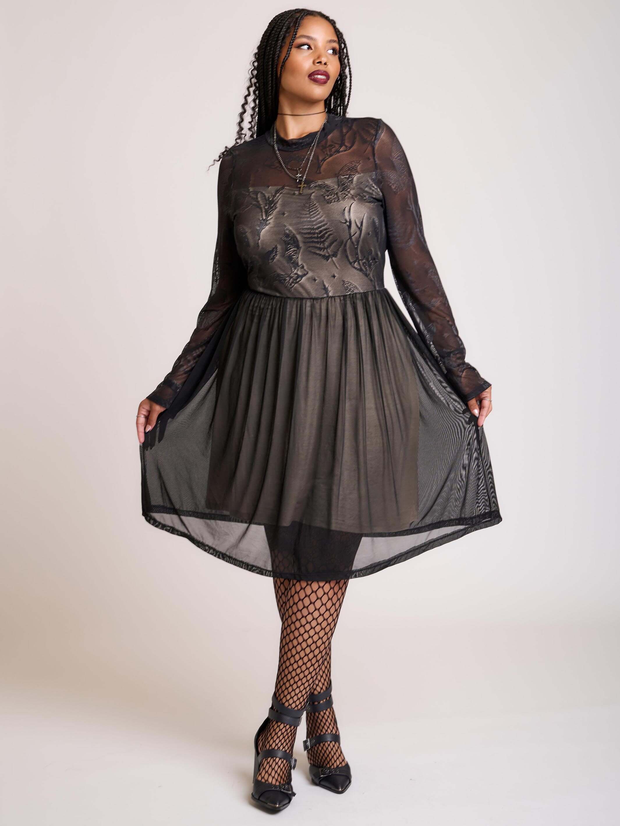 Bat mesh lace dress