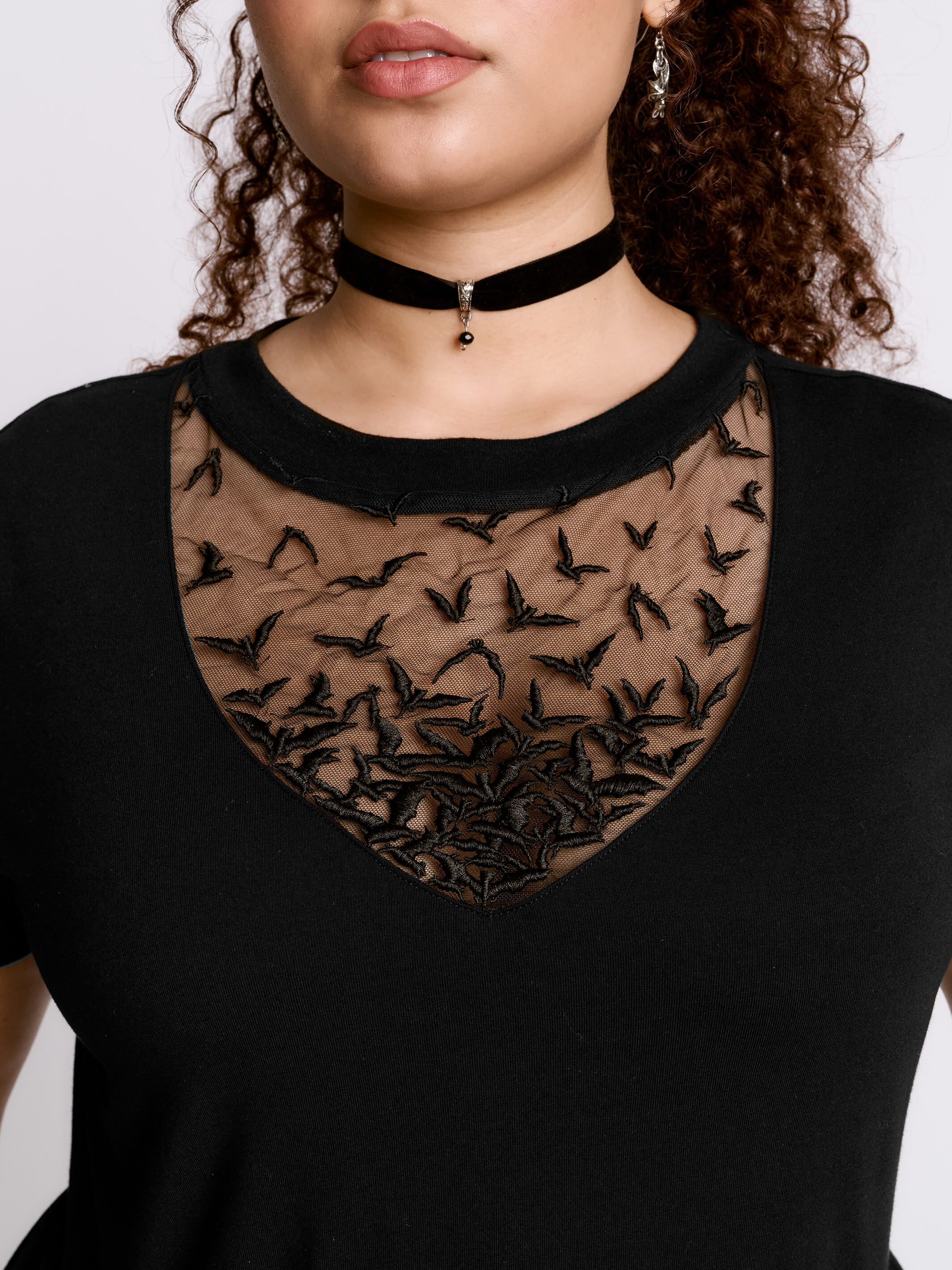 Embroidered Bats Babydoll Dress