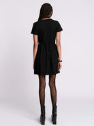 bat embroidered babydoll dress