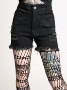 BAT EMBROIDERED DENIM SHORTS