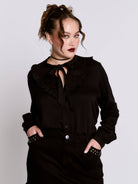 BLACK RUFFLE BLOUSE