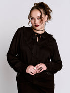BLACK RUFFLE BLOUSE