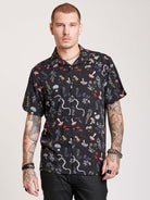 botanical print on camp shirt