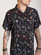 botanical print on camp shirt