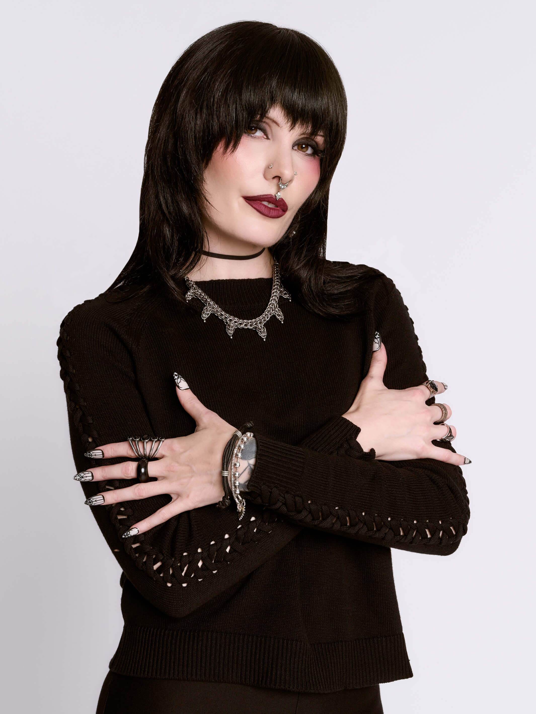 BLACK BRAIDED SWEATER