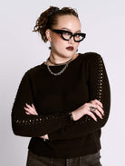 BLACK BRAIDED SWEATER