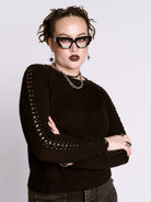 BLACK BRAIDED SWEATER