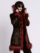 RED TRIM FUR COAT