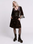 CELESTIAL VELVET FRINGE DRESS