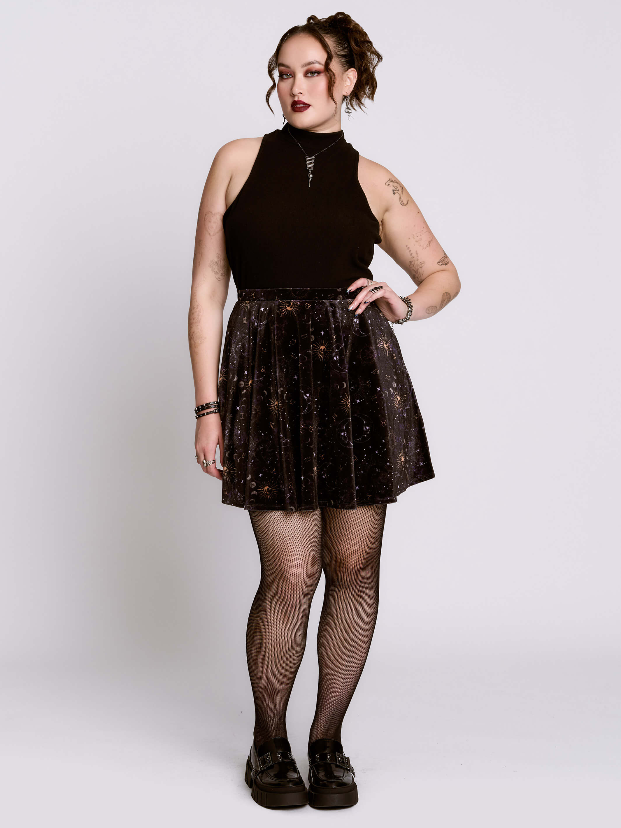 CELESTIAL VELVET SKATER SKIRT