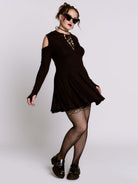 Cold Shoulder Lace Up Dress