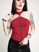 CRUCIFIX CHOKER HALTER