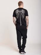 Black T-shirt with back angel wing and spine detail