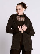 distressed rib cardigan