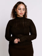 Distressed striped drop needle sweater